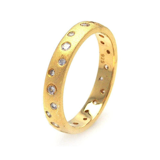 Sterling Silver Gold Plated CZ Eternity Sparkle Stacking Band Ring Sizes 5-9