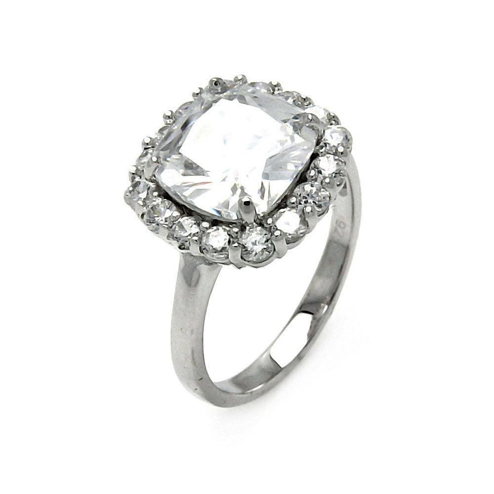 Sterling Silver 925 Rhodium Plated Clear Halo CZ Wedding Band Ring Sizes 5-9