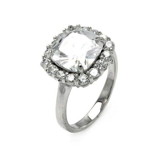 Sterling Silver 925 Rhodium Plated Clear Halo CZ Wedding Band Ring Sizes 5-9