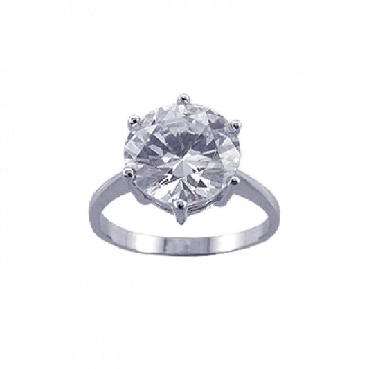 Sterling Silver 925 Rhodium Plated Large Center CZ Solitaire New Ring Sizes 5-9
