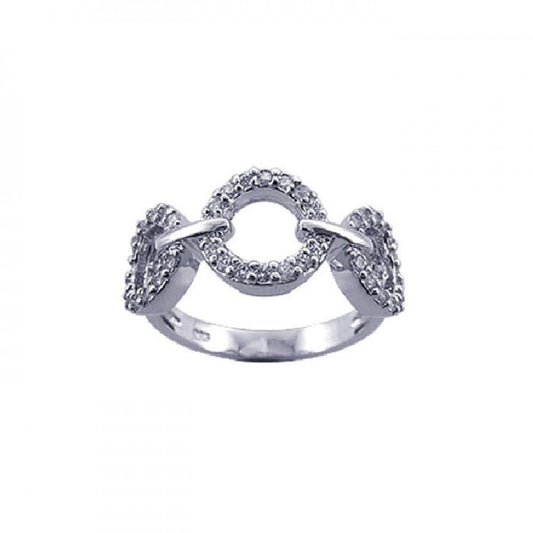 Sterling Silver 925 Rhodium Plated Clear CZ 3 Open Circle Ring Sizes 5-9