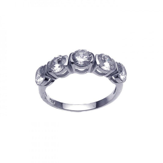 Rhodium Plated Sterling Silver 925 CZ Ring Fashion Band Sizes 5-9