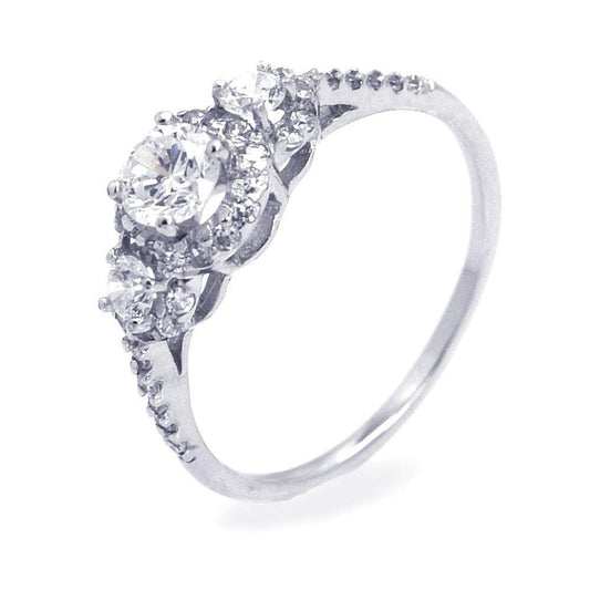 Sterling Silver 925 Rhodium Plated Clear CZ Past Present Future Ring Sizes 5-9