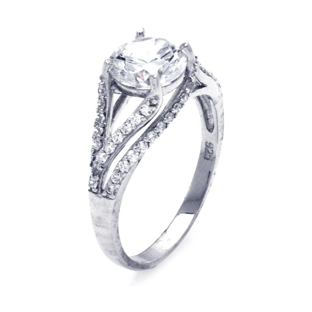 Sterling Silver 925 Rhodium Plated Round Center CZ Intertwining Ring Sizes 5-9
