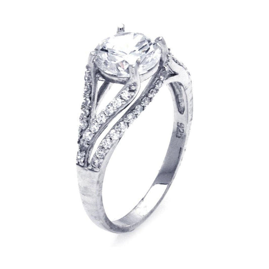 Sterling Silver 925 Rhodium Plated Round Center CZ Intertwining Ring Sizes 5-9