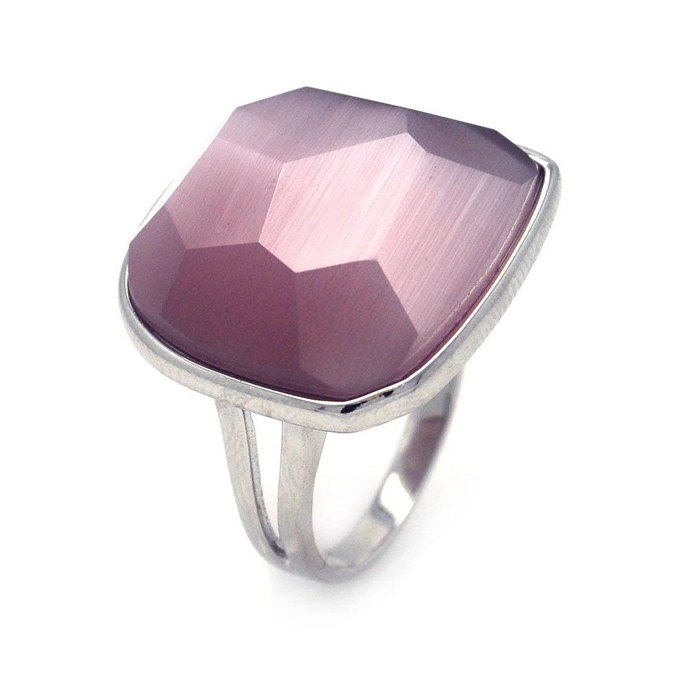 Sterling Silver 925 Rhodium Plated Square Purple CZ Cocktail Band Ring Sizes 5-9