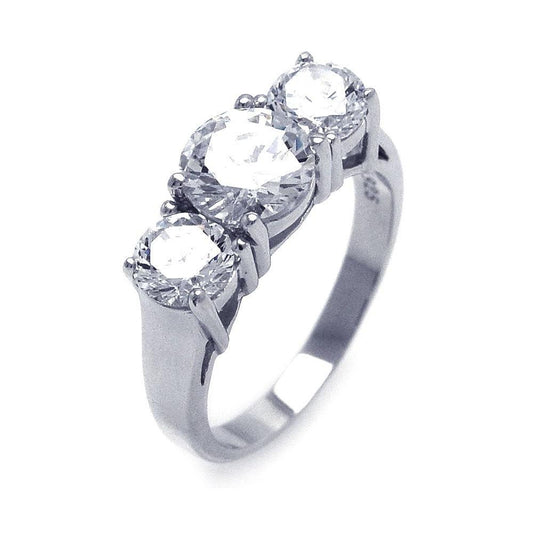 Sterling Silver 925 Rhodium Plated Clear CZ Past Present Future Ring Sizes 5-10
