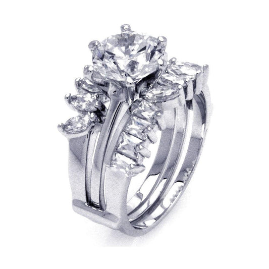 Rhodium Plated Sterling Silver 925 Clear Baguette Marquise CZ Ring Sizes 4-13