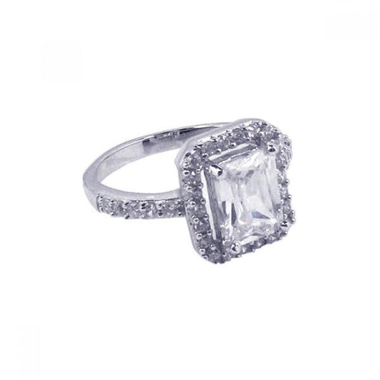 Rhodium Plated Sterling Silver 925 Square Cluster Clear CZ Ring Band Sizes 5-10