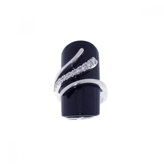 Sterling Silver 925 Rhodium Plated Black Clear CZ Wrap Cocktail Ring Sizes 5-9