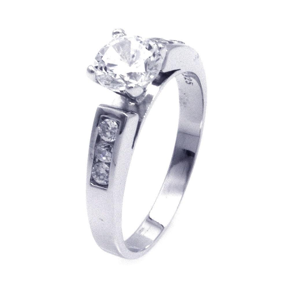 Rhodium Plated Sterling Silver 925 Clear CZ Engagement Ring Band Sizes 5-10