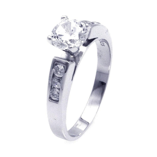 Rhodium Plated Sterling Silver 925 Clear CZ Engagement Ring Band Sizes 5-10