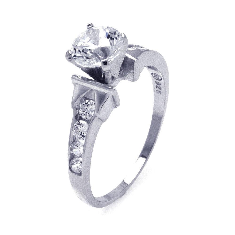 Rhodium Plated Sterling Silver 925 Clear CZ Engagement Ring Band Sizes 5-10