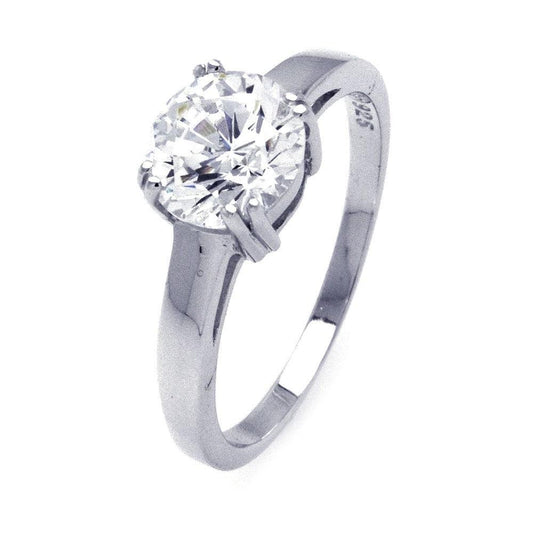 Rhodium Plated Sterling Silver 925 CZ Solitaire Engagement Ring Band Sizes 5-10