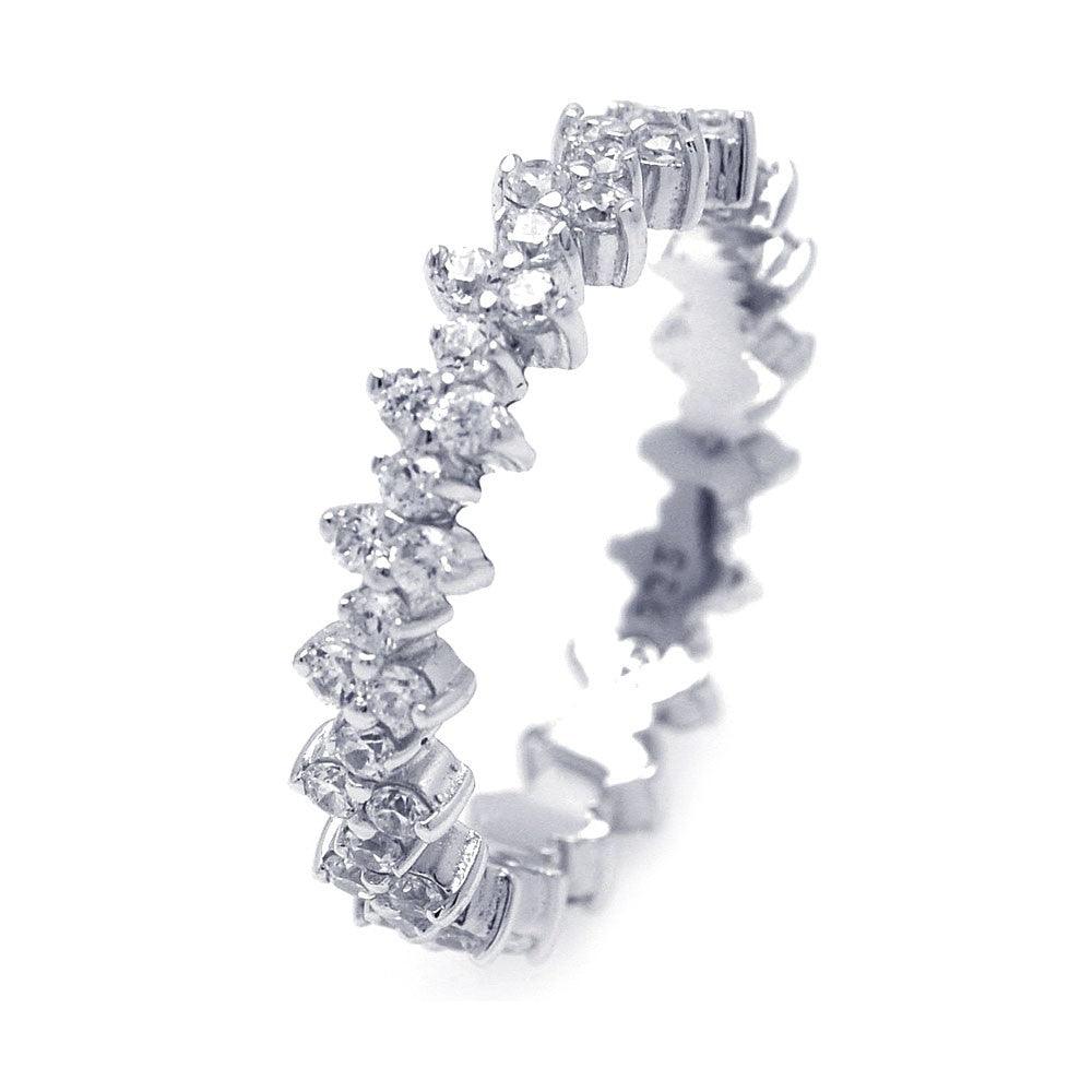 Sterling Silver 925 Rhodium Plated Clear CZ Stackable Eternity Ring Sizes 5-9