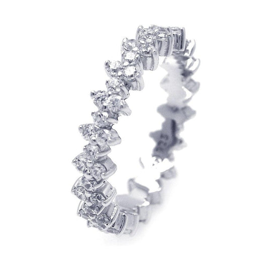 Sterling Silver 925 Rhodium Plated Clear CZ Stackable Eternity Ring Sizes 5-9