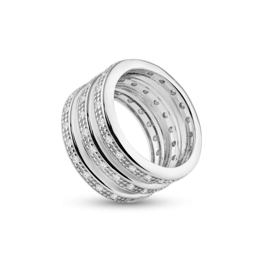 Sterling Silver 925 Rhodium Plated CZ Thick Wide Large Channel Ring Sizes 5-10