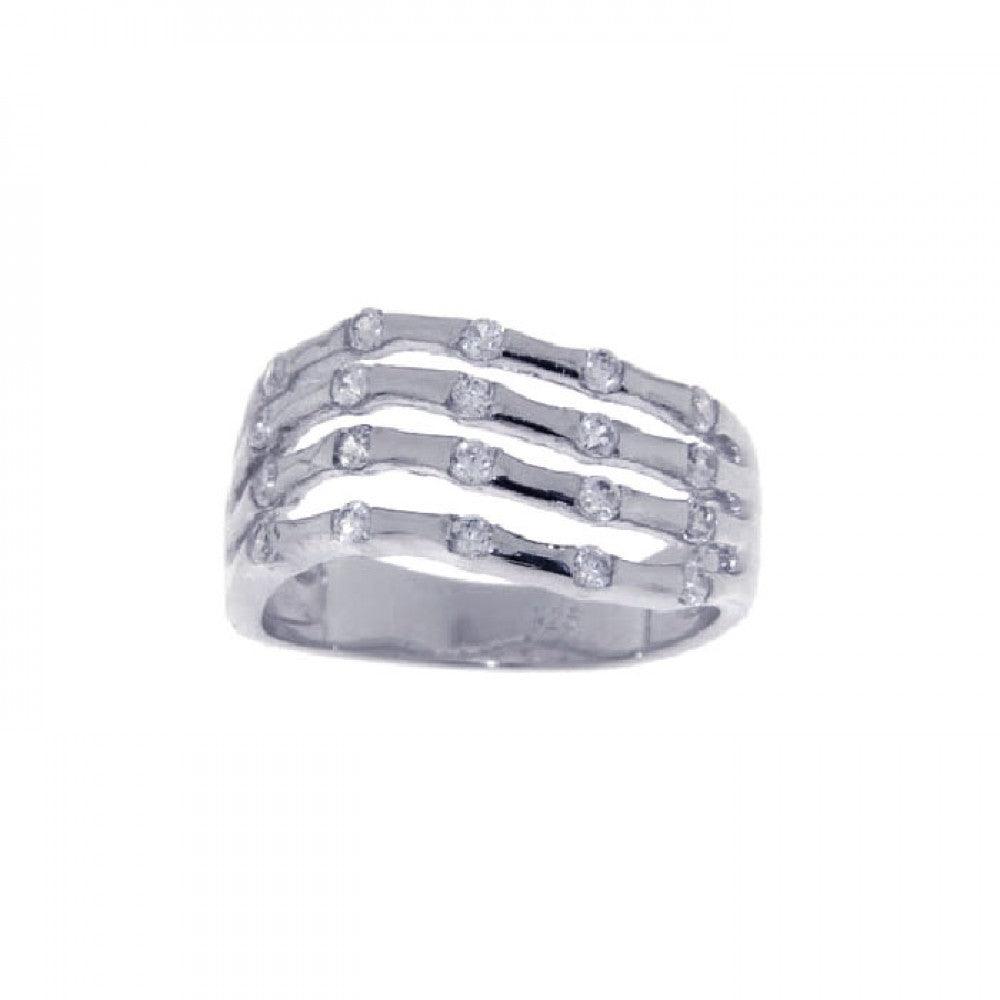 Sterling Silver 925 Rhodium Plated CZ Wave Cutout Filigree Cute Ring Sizes 5-9