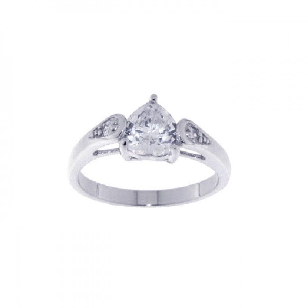 Sterling Silver 925 Rhodium Plated Clear CZ Heart Promise Love Ring Sizes 5-9