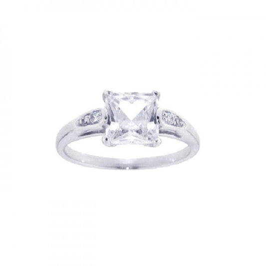 Sterling Silver 925 Rhodium Plated Clear Square CZ Promise Cute Ring Sizes 5-9