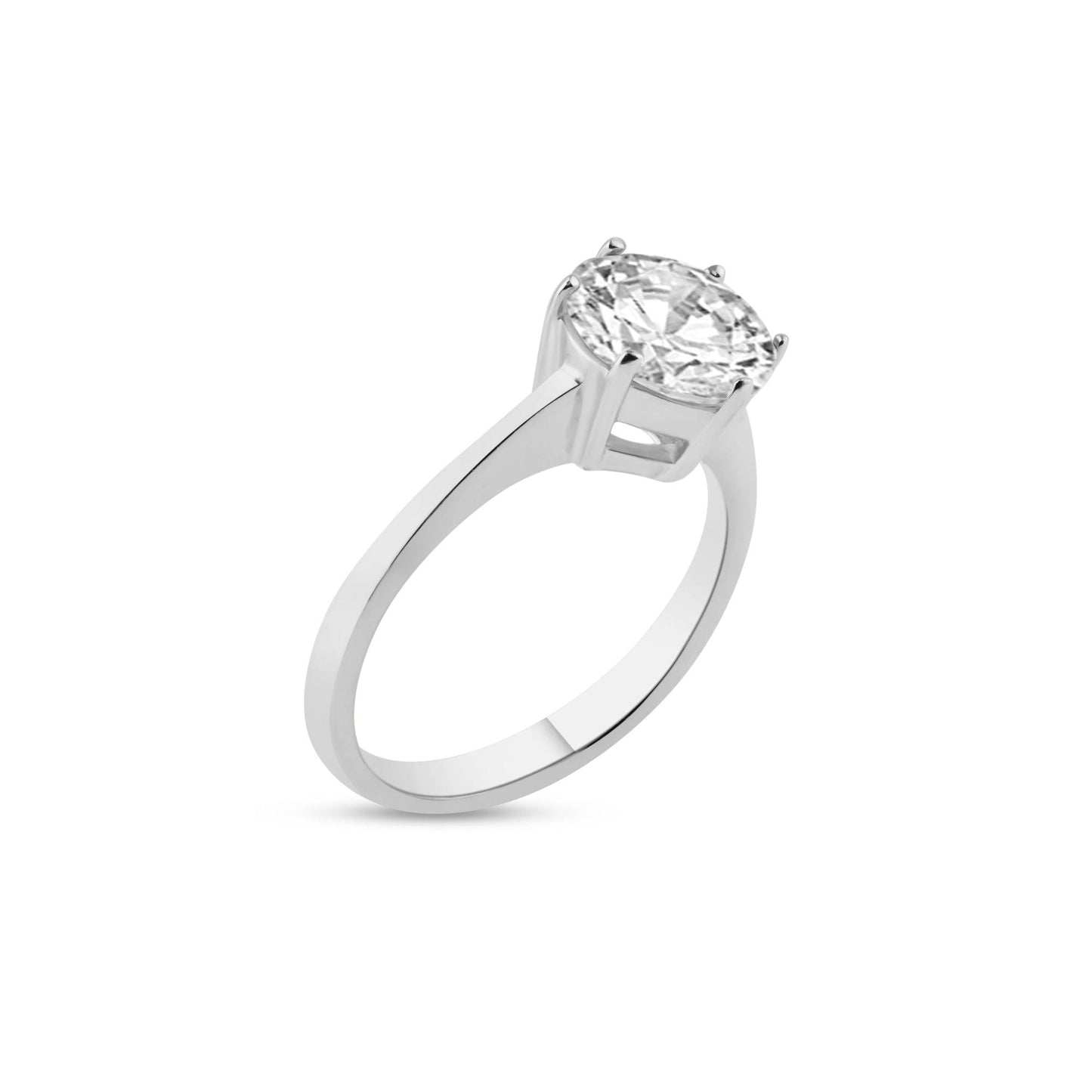 Sterling Silver 925 Rhodium Plated White CZ Large Solitaire Cute Ring Sizes 5-9