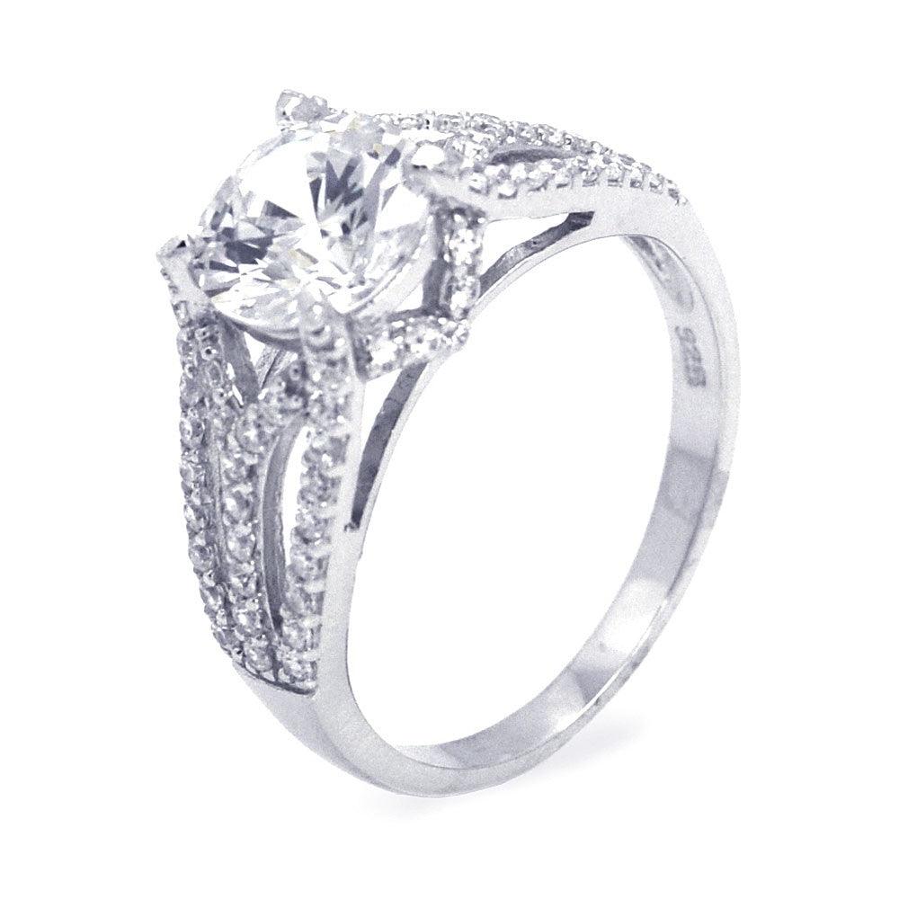 Sterling Silver 925 Rhodium Plated Clear Solitaire CZ Wedding Ring Sizes 5-9