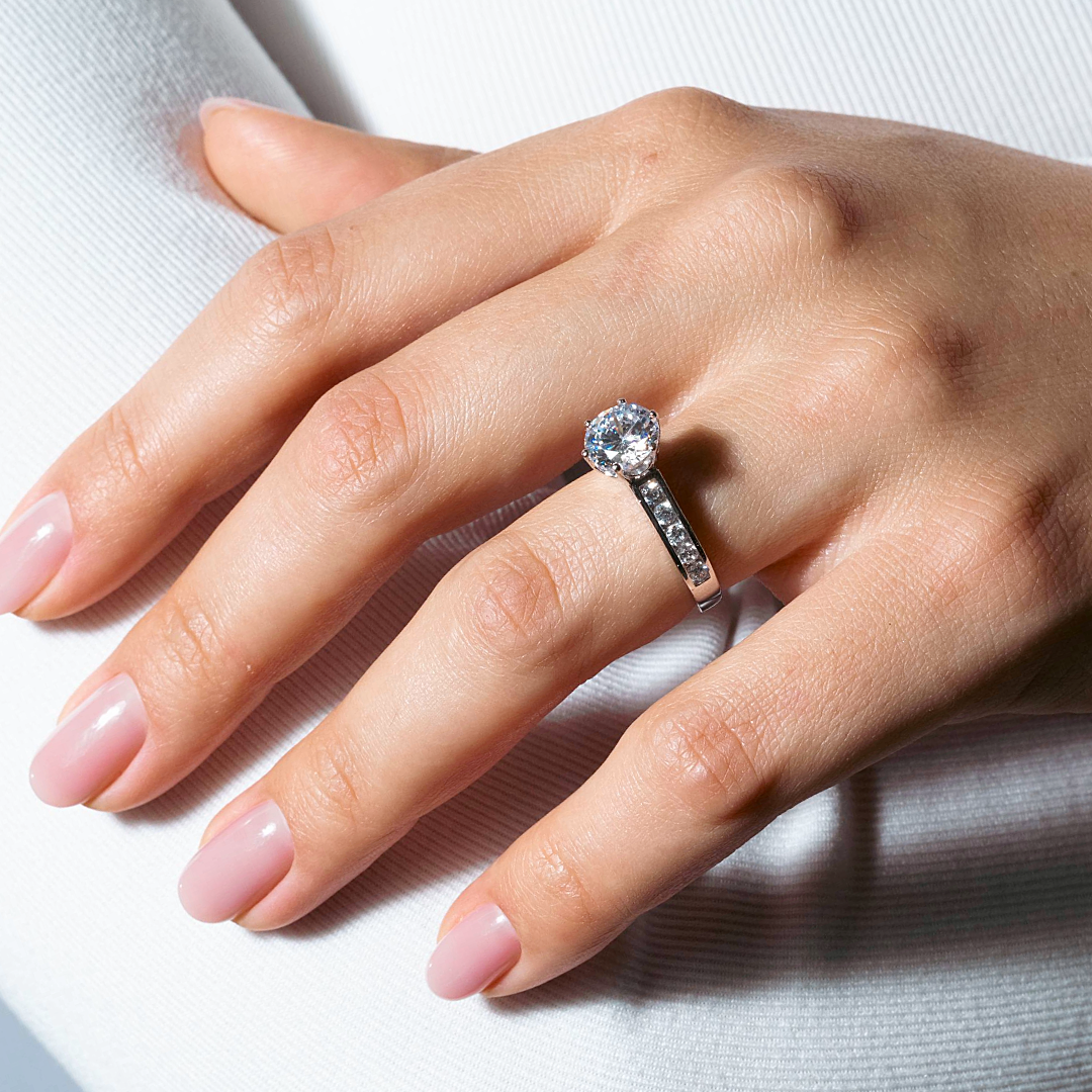 Sterling Silver 925 Black Rhodium Plated Round Solitaire CZ Love Ring Sizes 4-13