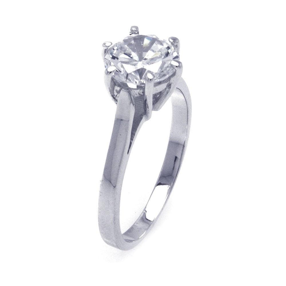 Sterling Silver 925 Rhodium Plated Clear CZ Solitaire Engagement Ring Sizes 5-10