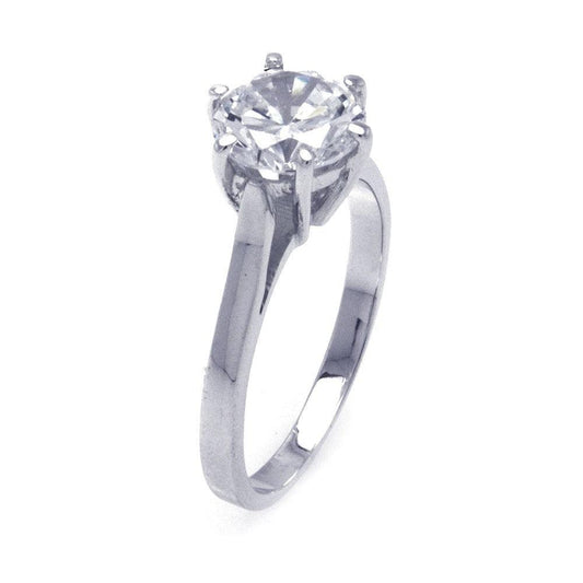 Sterling Silver 925 Rhodium Plated Clear CZ Solitaire Engagement Ring Sizes 5-10