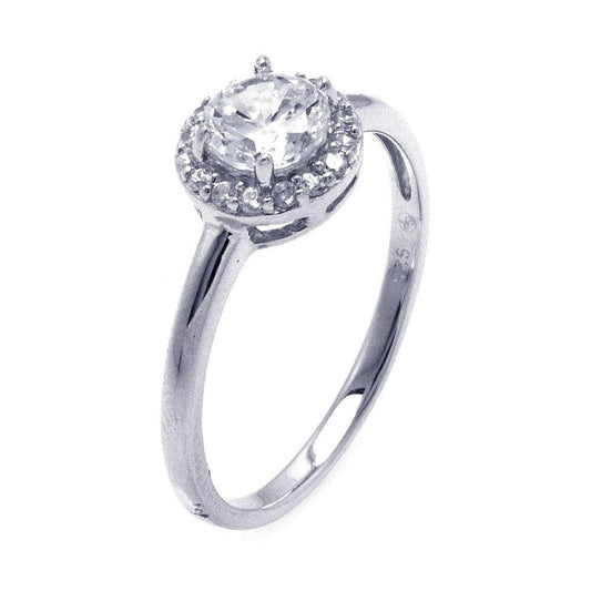 Sterling Silver 925 Rhodium Plated Round Clear Cluster CZ Ring Sizes 5-9