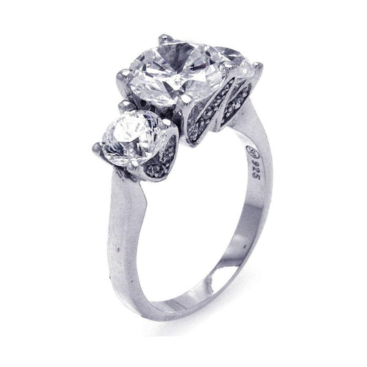 Sterling Silver 925 Rhodium Plated Round CZ Past Present Future Ring Sizes 5-5