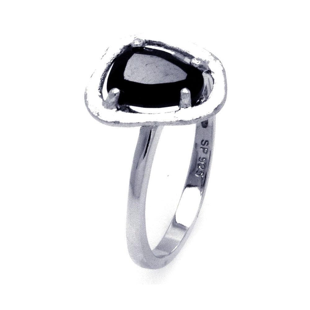 Sterling Silver 925 Rhodium Plated Solitaire Black CZ Halo New Ring Sizes 5-9