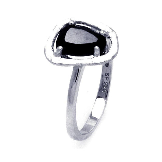 Sterling Silver 925 Rhodium Plated Solitaire Black CZ Halo New Ring Sizes 5-9