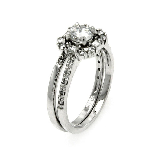 Rhodium Plated Sterling Silver 925 Clear CZ Bridal Engagement Ring Sizes 5-9