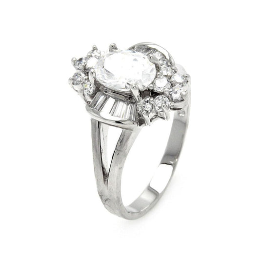 Rhodium Plated Sterling Silver 925 Clear CZ Flower Bridal Ring Band Sizes 5-9