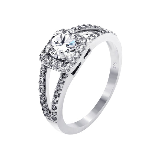 Rhodium Plated Sterling Silver 925 Clear Cluster CZ Bridal Ring Band Sizes 5-9