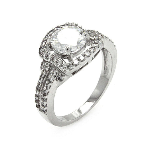 Rhodium Plated Sterling Silver 925 Clear Cluster CZ Square Bridal Ring Sizes 5-9