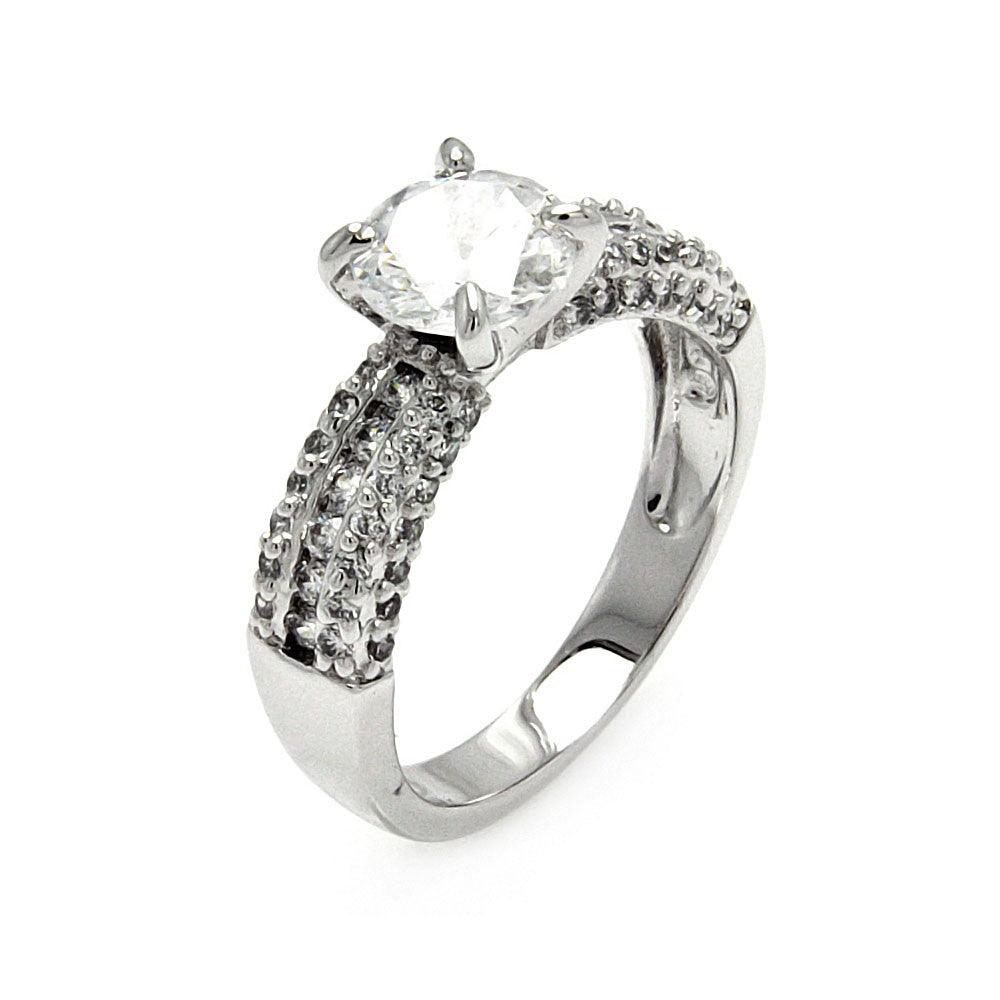 Rhodium Plated Sterling Silver 925 Clear Channel Set CZ Bridal Ring Sizes 5-9