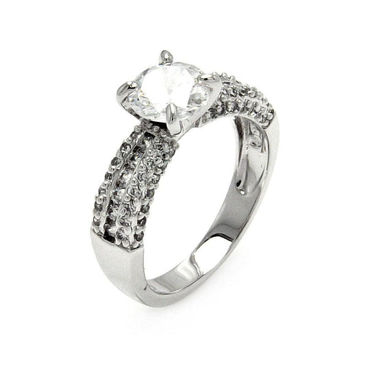 Rhodium Plated Sterling Silver 925 Clear Channel Set CZ Bridal Ring Sizes 5-9