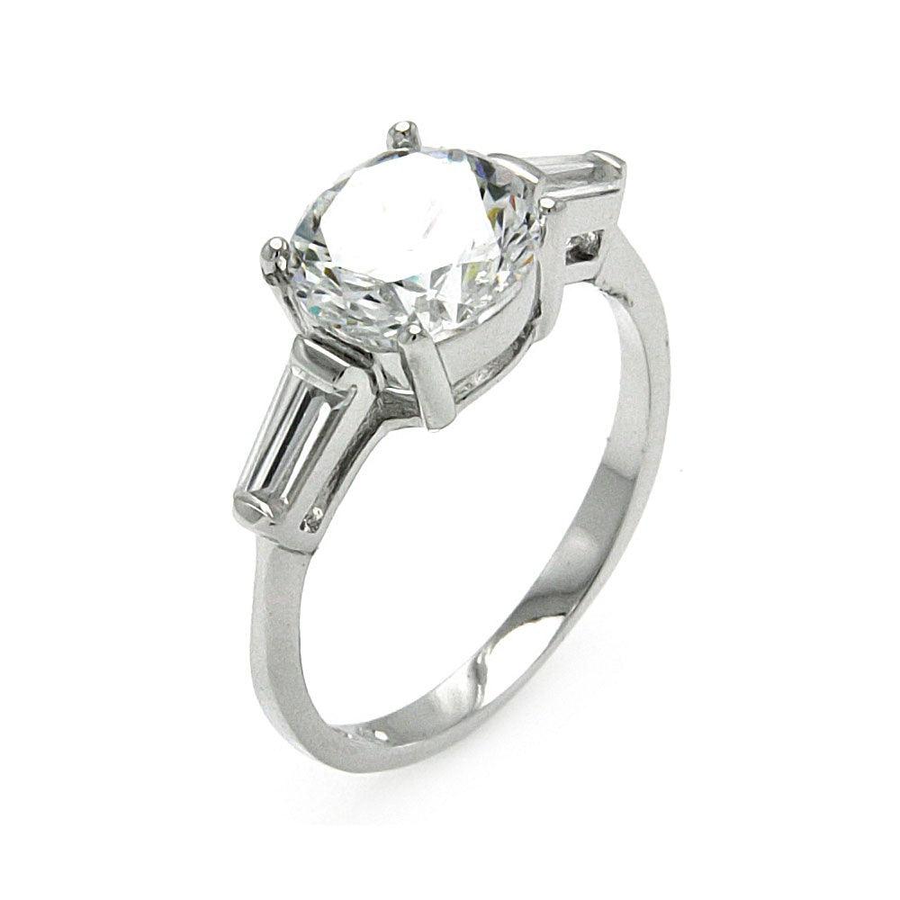 Rhodium Plated Sterling Silver 925 Clear Baguette CZ Bridal Ring Band Sizes 5-9