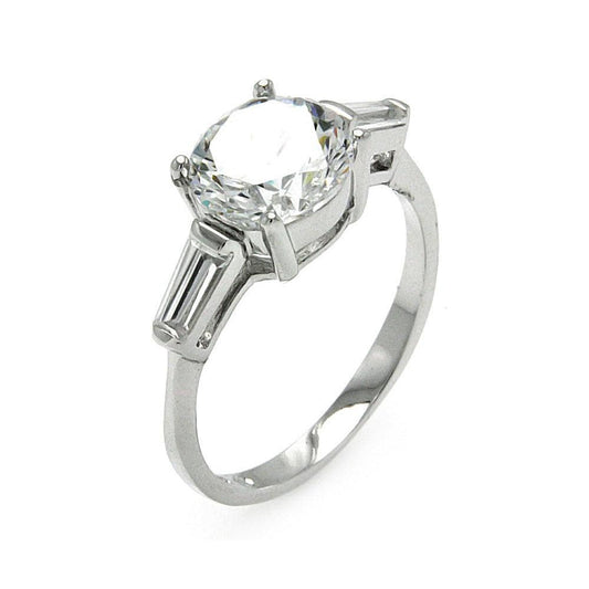 Rhodium Plated Sterling Silver 925 Clear Baguette CZ Bridal Ring Band Sizes 5-9