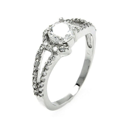 Rhodium Plated Sterling Silver 925 Clear Round CZ Bridal Ring Band Sizes 5-9