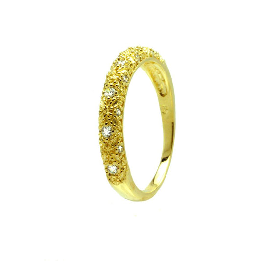 Gold Plated Sterling Silver 925 Clear CZ Gilded Ring Fashion Band Sizes 5-9