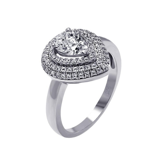 Rhodium Plated Sterling Silver 925 Micro Pave CZ Multi Layer Ring Band Sizes 5-9