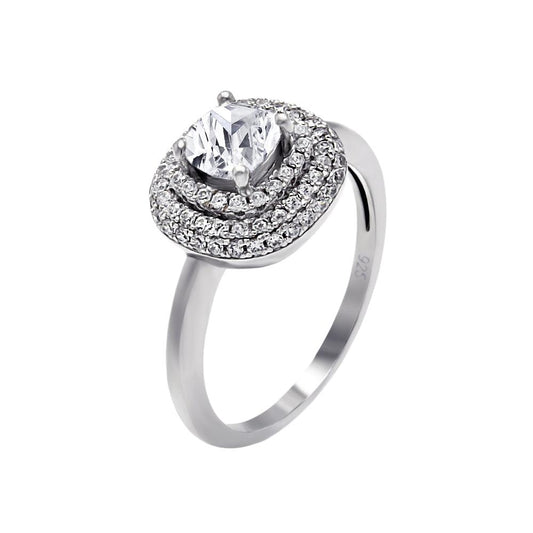 Rhodium Plated Sterling Silver 925 Micro Pave Clear CZ Square Ring Sizes 5-9