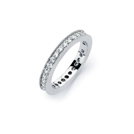 Rhodium Plated Sterling Silver 925 CZ Stackable Eternity Bridal Ring Sizes 5-9