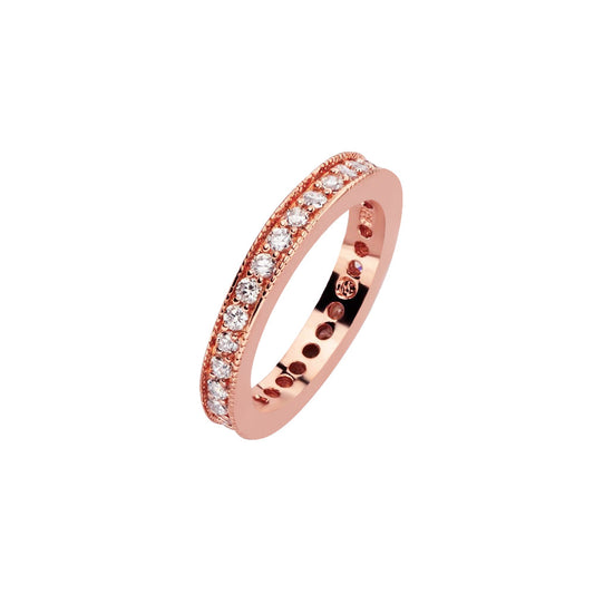 Sterling Silver Rose Gold Plated Channel CZ Stackable Eternity Ring Sizes 5-9