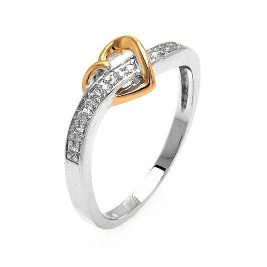 Sterling Silver 925 Gold Plated Clear CZ Heart Promise Knot Love Ring Sizes 5-9