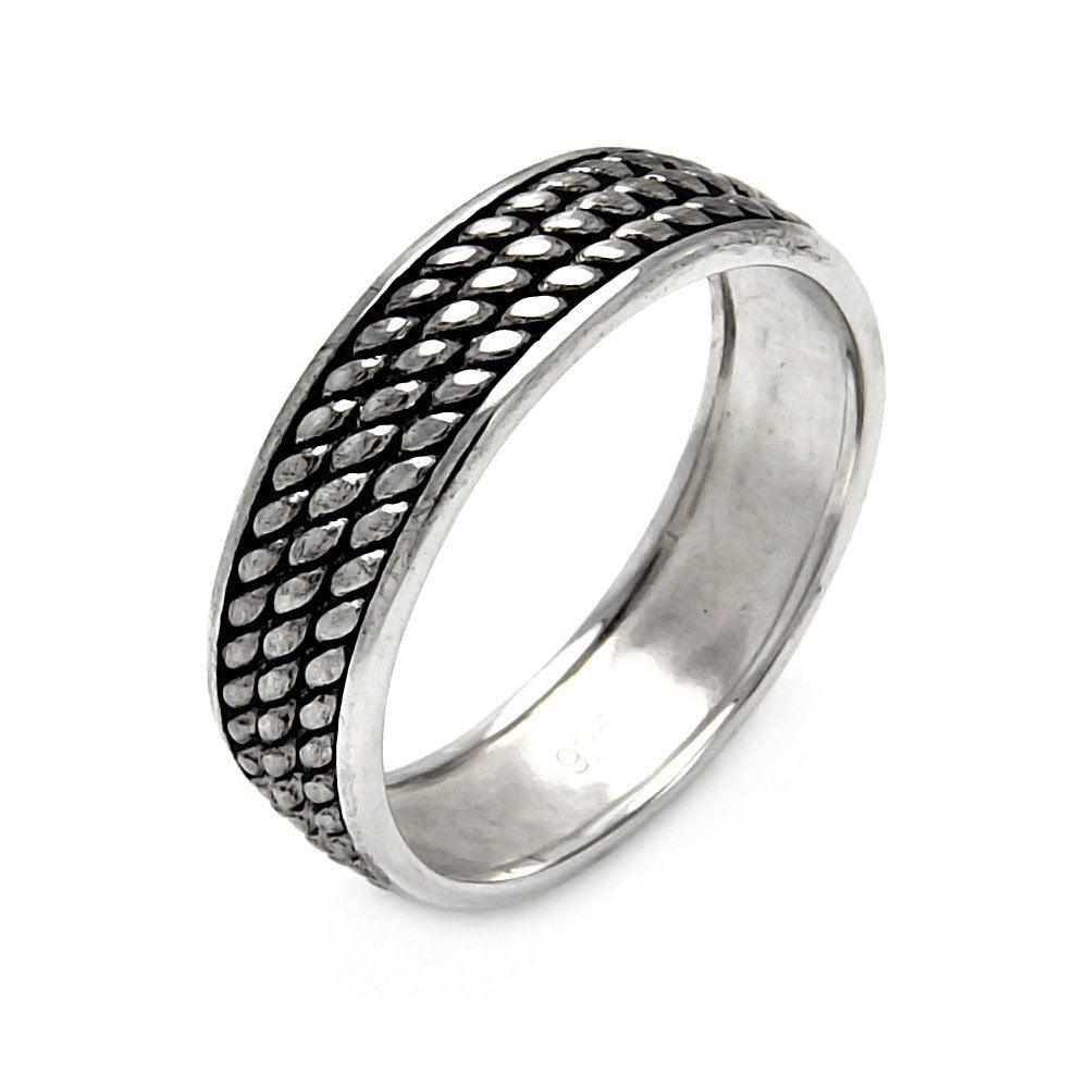 Rhodium Plated Sterling Silver 925 Oxidized Eternity Rope Ring Band Sizes 5-5