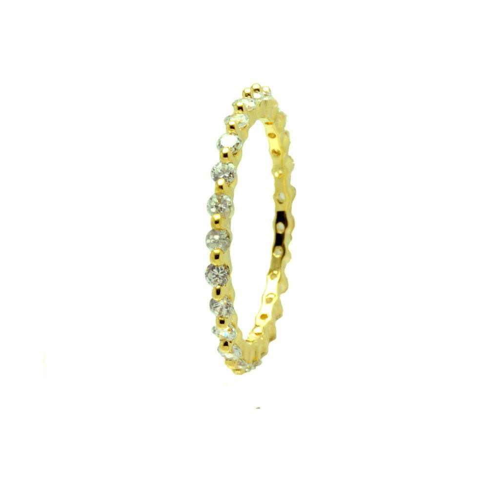 Gold Plated Sterling Silver 925 Clear CZ Stackable Eternity Ring Band Sizes 5-9